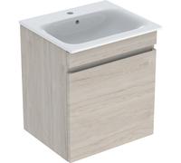 Geberit Renova Plan set con lavabo e mobiletto, 1 cassetto, 60x62,2x48cm, 501915, Colorazione: lavabo: bianco, frontale/carcassa: noce hickory light / rivestito in lamina - 501.915.00.1