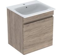 Geberit Renova Plan set con lavabo e mobiletto, 1 cassetto, 60x62,2x48cm, 501915, Colorazione: lavabo: bianco / KeraTect, frontale/carcassa: noce hickory / rivestito in lamina - 501.915.JR.8