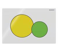 Placca di azionamento Geberit Sigma01 placca di azionamento per 2-flush (Samba nuovo), Colorazione: pulsante bianco, giallo/verde - 115.770.LA.5