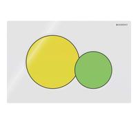 Placca di azionamento Geberit Sigma01 placca di azionamento per 2-flush (Samba nuovo), Colorazione: pulsante bianco, giallo/verde - 115.770.LA.5