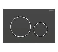 Geberit Sigma20 plaques de déclenchement pour rinçage à 2 quantités, rond, 115882141, 115882141, Colorazione: laccato nero opaco, rivestito facile da pulire / cromato lucido - CM