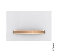 Geberit Sigma50 plaques de déclenchement pour rinçage à 2 quantités, couleur métal or rouge, anguleux, 115670112, 115670112, Colorazione: oro rosa / bianco - CM