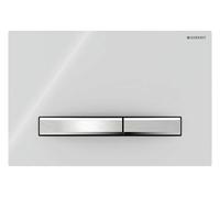 Geberit Sigma50 plaques de déclenchement pour rinçage à 2 quantités, couleur métal chromé, anguleux, 115788112, 115788112, Colorazione: cromato / bianco - CM