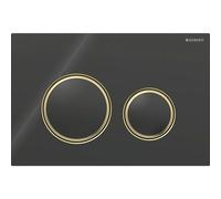 Geberit Sigma50 plaques de déclenchement, pour rinçage à 2 quantités, couleur métal laiton, rond, 115.652.SJ.1, 115.652.SJ.1, Colorazione: Ottone / nero