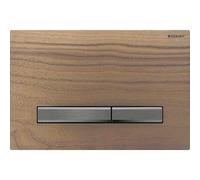 Placca di azionamento Geberit Sigma50, per risciacquo doppio, colore metallo nero cromo, Colorazione: cromo nero / noce americano - 115.671.JX.2