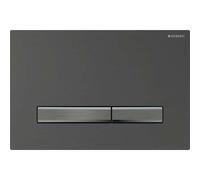Placca di azionamento Geberit Sigma50, per risciacquo doppio, colore metallo nero cromo, Colorazione: cromo nero / cromo nero spazzolato, rivestimento facile da pulire - 115.671.QD.2