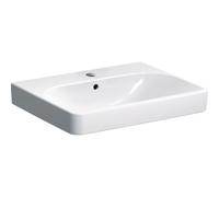 Geberit Smyle Lavabo quadrato 500229, 60x48 cm, con foro per rubinetto e troppopieno, Colorazione: Bianco - 500.229.01.1
