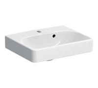 Lavamano Geberit Smyle Square 500222, 45x36cm, con foro per rubinetto, con troppopieno asimmetrico, Colorazione: Bianco, con KeraTect - 500.222.01.8