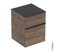 Geberit Smyle Armadio laterale quadrato, 500357, 45x60x47cm, con 2 cassetti, Colorazione: Struttura in legno noce noce hickory / melaminico - 500.357.JR.1