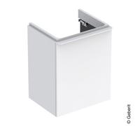 Mobiletto lavamano Geberit Smyle Square, 500363, 492x617x406 mm, con 1 anta, apertura a destra, Colorazione: Laccato lucido bianco - 500.363.00.1