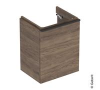Mobiletto lavamano Geberit Smyle Square, 500363, 492x617x406 mm, con 1 anta, apertura a destra, Colorazione: Struttura in legno noce noce hickory / melaminico - 500.363.JR.1