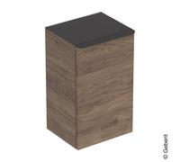 Geberit Smyle Armadio laterale quadrato, 500359, 36x60x32,6 cm, con 1 porta ad apertura a destra, Colorazione: Struttura in legno noce noce hickory / melaminico - 500.359.JR.1