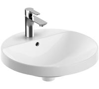 Lavabo da incasso Keramag VariForm, rotondo, 480 mm, con foro per rubinetto, con troppopieno, Colorazione: Bianco, con KeraTect - 500.705.00.2