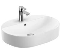 Geberit VariForm Lavabo da appoggio ellittico, 600x450mm, con foro per rubinetto, con troppopieno, Colorazione: Bianco - 500.777.01.2