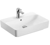 Geberit VariForm Lavabo da appoggio rettangolare, 600x450mm, con foro per rubinetto, con troppopieno, Colorazione: Bianco - 500.780.01.2