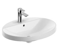 Geberit VariForm lavabo à encastrer ovale, 600x480mm, avec trou pour robinet, avec trop-plein, 500.725.00.2, 500.725.00.2, Colorazione: Bianco, con KeraTect