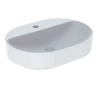 Geberit VariForm Lavabo da appoggio ellittico, 600x450mm, con foro per rubinetto, senza troppopieno, Colorazione: Bianco - 500.778.01.2