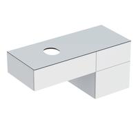 Mobiletto Geberit VariForm per lavabo da appoggio, tre cassetti, piano dappoggio, dispositivo antiodore, larghezza 120 cm, Colore (anteriore/corpo): Superficie: laccato bianco, altamente complementare, piastra di copertura: bianco opaco - 501.183.00.1