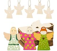GEBETTER 24pz Ciondoli Natalizi Angelo in Legno, Ornamenti Decorazioni Addobbi per Albero di Natale Fai-da-Te