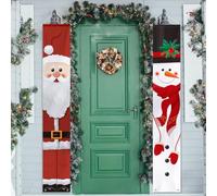 GEBETTER 2pz Striscione Banner Natalizio per Porta Natale, Decorazioni Porta Ingresso Natale, Fuori Porte Natalizio Segno del Portico Addobbi Casa Outdoor Corridoio (Babbo Natale+Pupazzo di Neve)