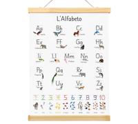 GEBETTER Alfabeto Bambini, Alfabetiere Murale da Appendere Scuola con Numeri Animali, Poster Lettere Italiano Abecedario da Muro