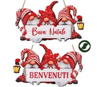 GEBETTER Decorazioni Natalizie Porta Ingresso, Fuoriporte Natalizio Gnomo in Legno da Appendere, Scritta Buon Natale, Addobbi Natalizi Porta Ingresso Natale Casa