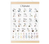 GEBETTER Francese Alfabeto Bambini, Alfabetiere Murale da Appendere Scuola con Numeri Animali, Poster Lettere Italiano Abecedario Muro