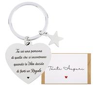 GEBETTER Idee Regalo Amica Speciale Compleanno Collega, Portachiavi Cuore Amicizia Maestra Donna Uomo Laurea Natale -Incisione FRONTE RETRO