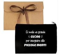 GEBETTER Pochette Multiuso Regalo Maestra Fine Anno Natale Borsa Piccola Regalo per Insegnante Donna Professoressa Astuccio Trucchi Cosmetici Regali Maestra Asilo Elementare(Nera-Scritta B)