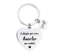 GEBETTER Portachiavi Idee Regalo Collega Donna Uomo Portachiavi Regalo Collega Amica Natale Compleanno Portachiavi Cuore Regalo Colleghe Colleghi che Va Via Pensione-Incisione FRONTE RETRO