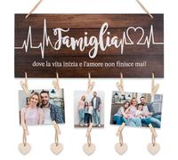 GEBETTER Targhetta in Legno “Famiglia Dove la Vita Inizia e l’Amore Non finisce Mai” Scritta Family, Idea Regalo Nuova Casa, Anniversario Matrimonio, Nonni Natale Cartello Legno