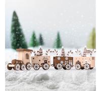 GEBETTER Trenino Natalizio in Legno, Mini Treno Natale Decorativo, Decorazione Natalizie Tavolo Allestimento Natale Addobbi (Marrone)