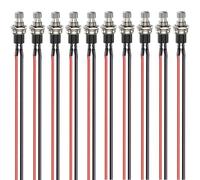 Gebildet 10 pezzi 7mm 3V-6V-12V-24V-230V/1A Mini Pulsante Momentaneo Precablato, SPST Pulsante Rotondo a 2 pin Aperto Normale ON/OFF per Modellismo Ferroviario (bianco)