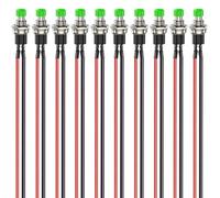 Gebildet 10 pezzi 7mm 3V-6V-12V-24V-230V/1A mini Pulsante Momentaneo Precablato, SPST Pulsante Rotondo aperto ON/OFF a 2 pin per Modellismo Ferroviario (verde)
