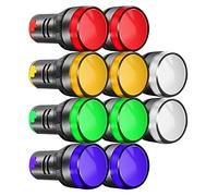 Gebildet 10Pcs 22mm Indicatore luminoso 220-380VAC LED da Incasso a Pannello (Rosso/Verde/Blu/Arancia/Bianco, Ogni Colore 2 pezzi)