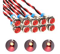 Gebildet 10pcs AC/DC 12-24V 6mm Precablato Indicatore Luminoso LED Impermeabili Spia Luminosa Pannello LED Pilot Dash Spia Lampada Indicatore(Rosso)