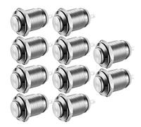 Gebildet 10pezzi Pulsante Impermeabile Momentaneo a Pulsante in Acciaio Inossidabile Acceso Spento 12mm 2A/12V/24V/125V/250V(Testa Alta)