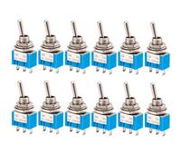Gebildet 12 pezzi Mini Interruttore a Levetta SPST, 3 pin 2 Posizioni, Interruttore ON/ON in Miniatura, 6A/125V CA, 3A/250V CA, per Cruscotto Auto Fai da te, Apparecchiature Elettroniche