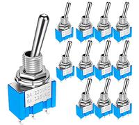 Gebildet 12 pezzi MTS-103 Mini Interruttore a levetta AC 125V 6A, 3 pin 3 posizione ON-OFF-ON SPDT Micro Toggle Swith Connessione singola (Blu)
