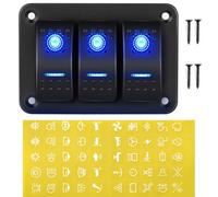 Gebildet 12V/20A, 24V/10A, 3Gang Pannello in Alluminio Toggle Dash LED Light, 5Pin On/Off Supporto Interruttore a Bilanciere Precablato per Autoveicoli Marine Boat