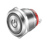 Gebildet 19mm 15A/220VCA LED Blu Interruttore a Pulsante in Acciaio Inossidabile con Fermo Interruttore Impermeabile a 4 Pin SPST Pulsante di Tipo Corto