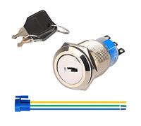 Gebildet 19mm Precablato 0~250V/5A NO/NC Interruttore a Chiave per Scooter Elettrico Bicicletta Elettrica Blocco con 2Chiavi