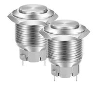 Gebildet 19mm Testa Alta ACCESO/SPENTO SPST Pulsante a Scatto, Interruttore a Pulsante in Metallo Impermeabile in Acciaio Inossidabile, Terminali a Saldare DC 6V/12V/36V/48VAC 110V/230V 3A 1NO