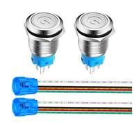 Gebildet 2 pezzi 16mm Interruttore a Pulsante Non-Momentaneo in Acciaio Inossidabile, 3V-5V-6V-7.5V-9V/3A LED 1NO1NC SPDT ON Off Interruttore a Levetta Impermeabile con Spina a Filo (LED Bianco)