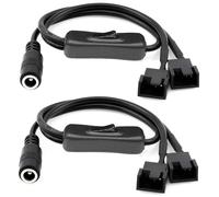 Gebildet 2 pezzi di spina di Alimentazione CC per Doppio Adattatore di Alimentazione per ventola PC a 3pin e 4pin con Interruttore, cavo DC5521 a 3pin/4pin