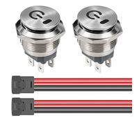 Gebildet 2 pezzi Interruttore a Bilanciere Rotondo Impermeabile da 22mm, in Acciaio Inossidabile, 230V/10A, LED Rosso Lighted, Acceso Spento 4-pin Illuminato Interruttore Levetta