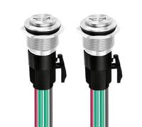 Gebildet 2 pezzi Pulsante Clacson 16mm 12-24V 15A Interruttore Clacson in Metallo Resistente Altoparlante, Interruttore a Pulsante Momentaneo Illuminato a LED Blu per Barca Marina Auto Air Train