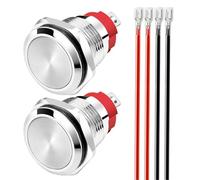 Gebildet 2 pezzi Pulsante Impermeabile a Scatto 0~250V (5V/12V/24V/110V/220V)/15Amp 16mm Interruttore a Pulsante in acciaio Inossidabile Impermeabile con filo di Collegamento