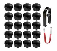 Gebildet 20Pezzi 21mm Copridadi Ruota, Copridadi Bullone Ruota, Copridadi Esagonali per Pneumatici con Set di Strumenti di Rimozione per Modello 3 Modello S Modello X (Nero Lucido)