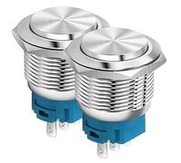 Gebildet 22mm Testa Alta SPDT Interruttore a Scatto Impermeabile, Interruttore a Pulsante in Metallo in Acciaio Inossidabile, Terminali a Saldare DC 6V/12V/36V/48VAC 110V/230V 2A 1NO+1NC